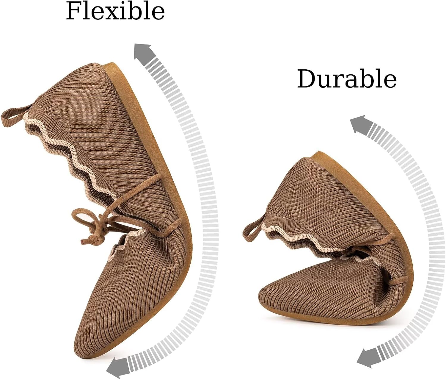 BEJINASH Women's Knitted Flats Pointed Toe Slip On Womens Shoes with Ruffled Vamp Elastic Rope Design for Casual Daily Ballets Shoes - Image 7