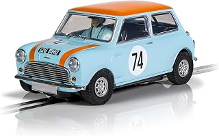 Scalextric C4325 Austin Mini Cooper S - Gulf Edition Nick Riley & Gabriele Tarquini, Orange/Blue