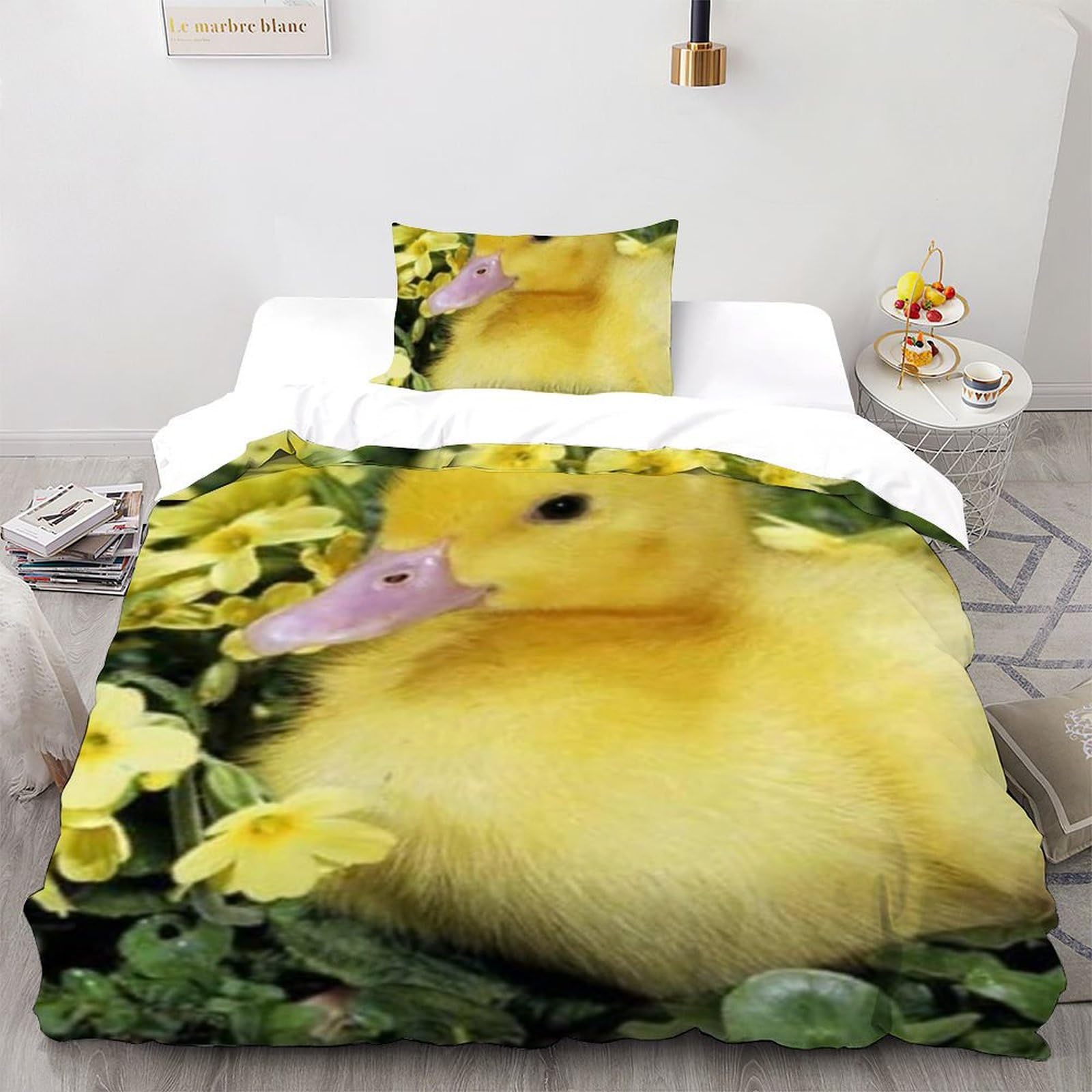 Housse de couette single animaux imprimé 3D fille fermeture éclair microfibre 135x200