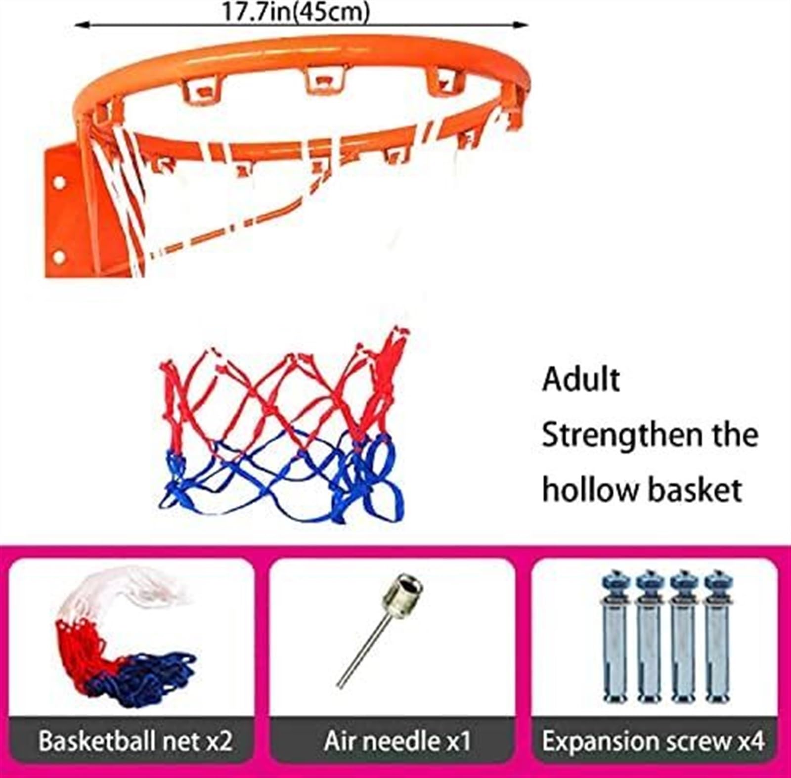 Outdoor basketbalring stalen basketbalrand netset wandmontage weerbestendig voor kinderen Diameter 45 cm