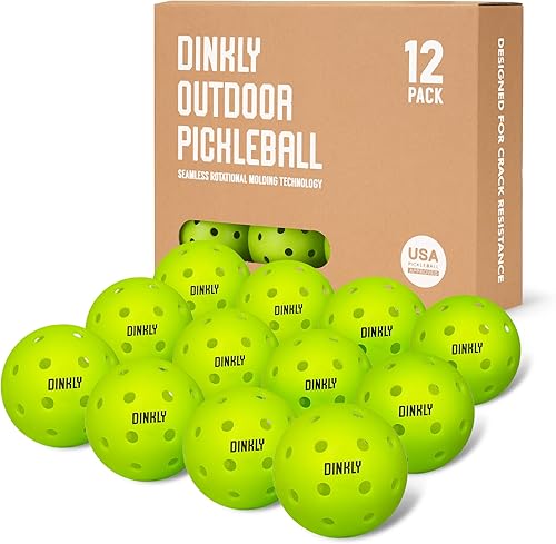 Vista 12 de Bolas de Pickleball Dinkly, Bolas de Pickleball para Exteriores Aprobadas por USAPA, Bola de Pickleball con Mayor Durabilidad con Diseño