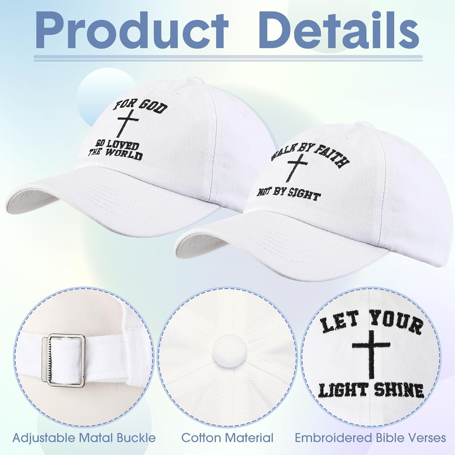 Zoooyawn 10 Pcs Jesus Christian Hats for Men Women Christian Baseball Caps Faith Religious Church Gifts