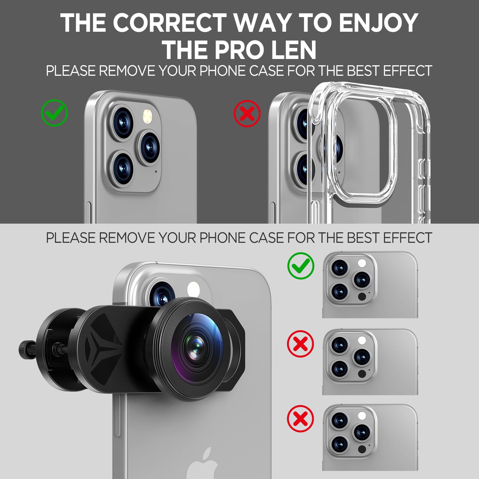 Obiettivo Fisheye HD 200° per iPhone e smartphone Samsung, nero