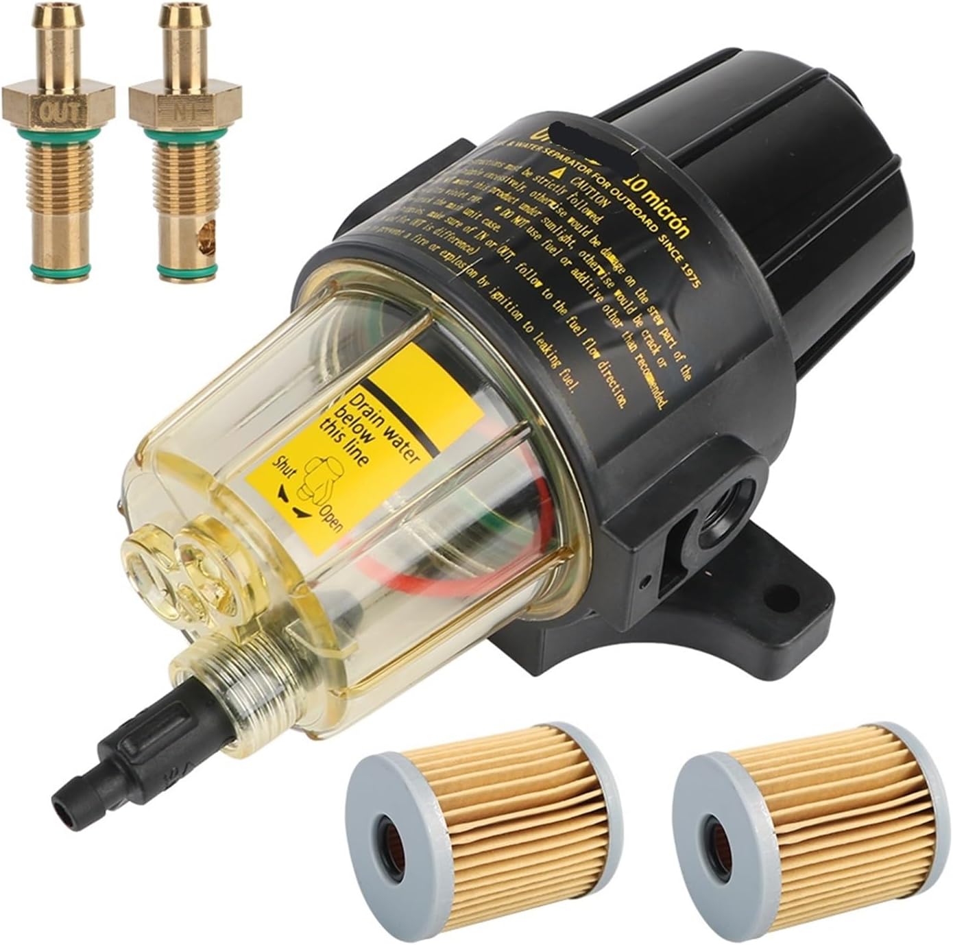 UF-10K Fuel Filter Yacht Gasoline Engine Outboard Motor Fuel Tank with 2 Extra Filters Oil Water Separator