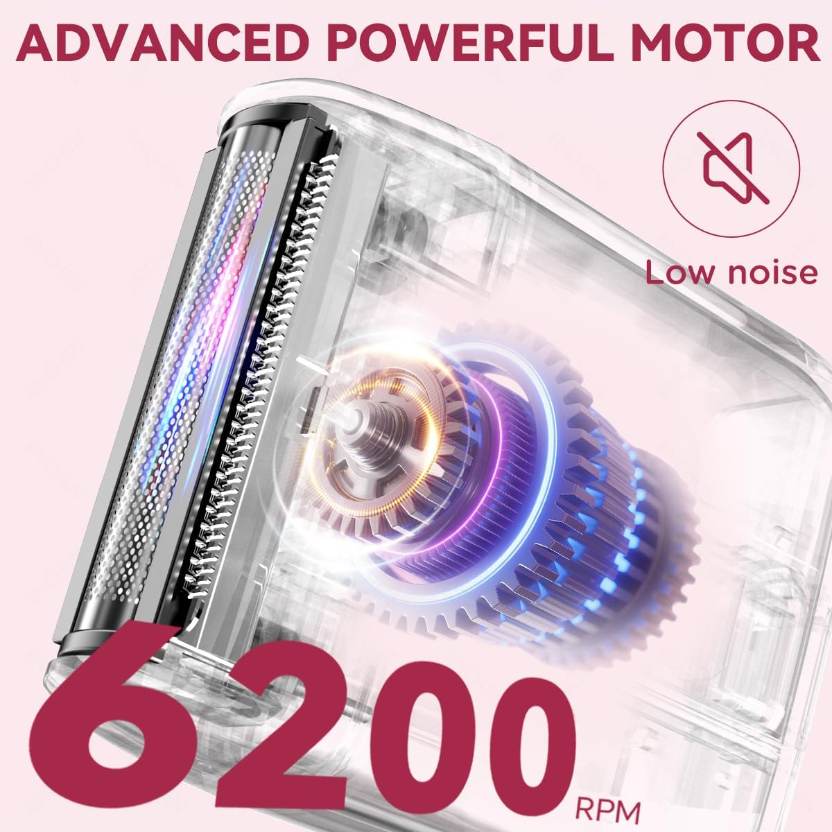 2-Speed Electric Foil Shaver with Travel Lock, Type-C Rechargeable Razor, Includes 3mm Comb & Cleaning Brush (Light Pink)