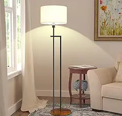 Luminária de Chão, Lâmpada de Piso de LED, Com Abajur em Linho Natural, Interruptor de Pé Regulação da Luz Tricolor, para Quarto, Escritório, Sala de Aula, Dormitório