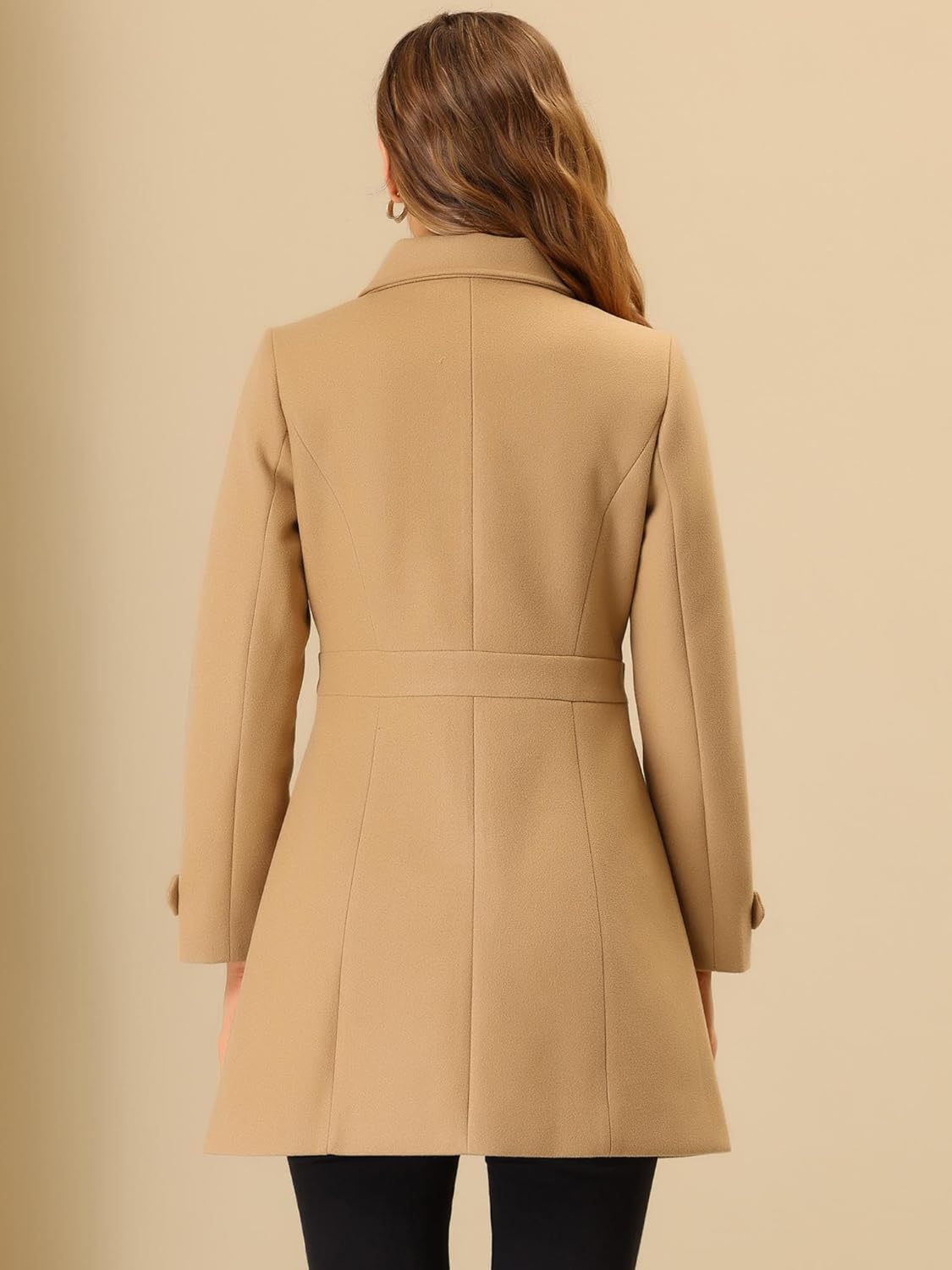 Allegra K Women's Winter Classic Outwear Overcoat with Pockets Single Breasted Pea Coat - Image 4