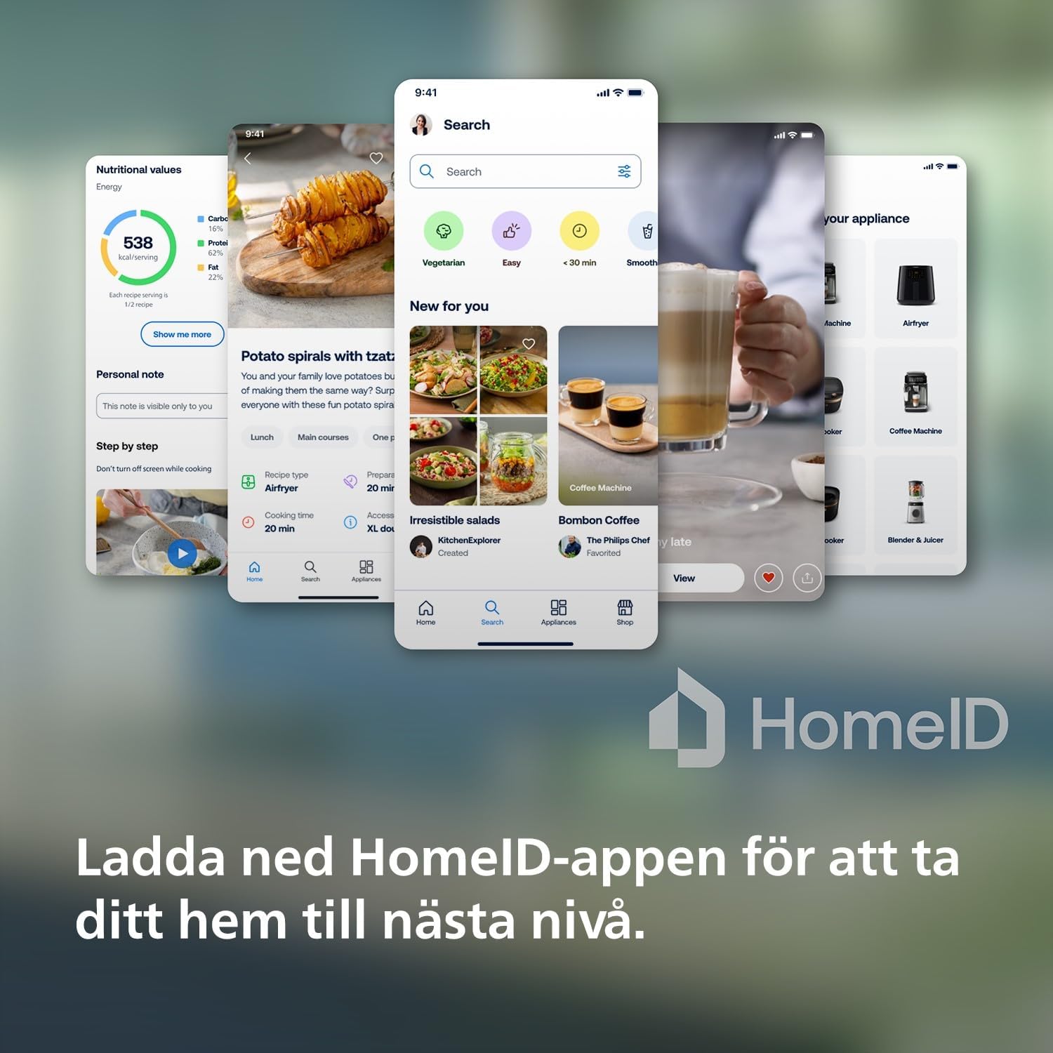 HomeID app interface on multiple mobile devices