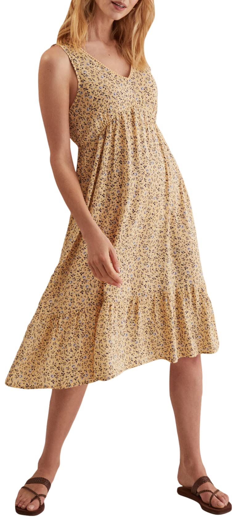 Women'secret Vestido Midi Flores Amarillo Mujer