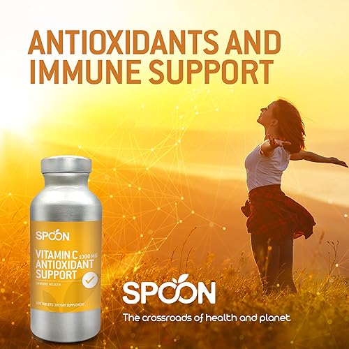 Miniatura 3 de Spoon Vitamina C 1000 mg – Apoyo antioxidante, suplemento de vitamina C inmune para adultos – Apoya la función de glóbulos blancos, producción de