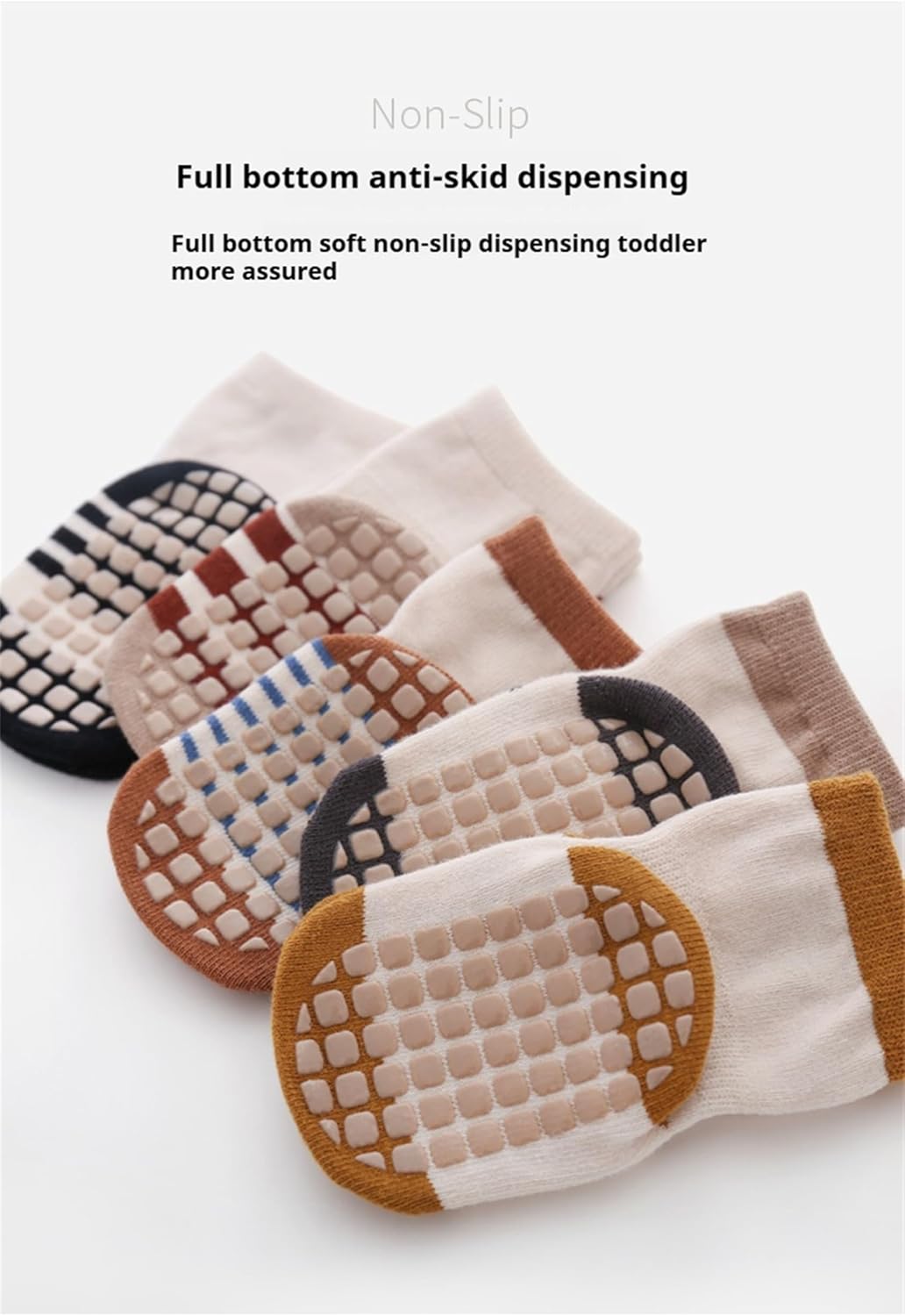 Toddler Non-Skid Socks with Grips Baby Girls Boys Anti-Slip Crew Cartoon Socks for Infants 10 Pairs
