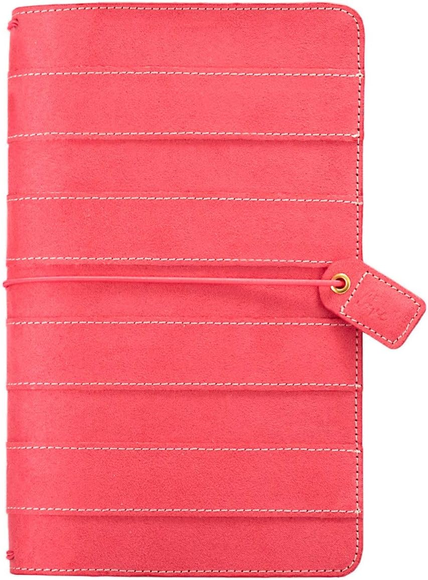 Webster's Pages Travelers Notebook | Functions As A Small Pocket Journal, Travel Diary, Daily Planner, & Life Organizer | Pink Stitched (TN001-PSS)
