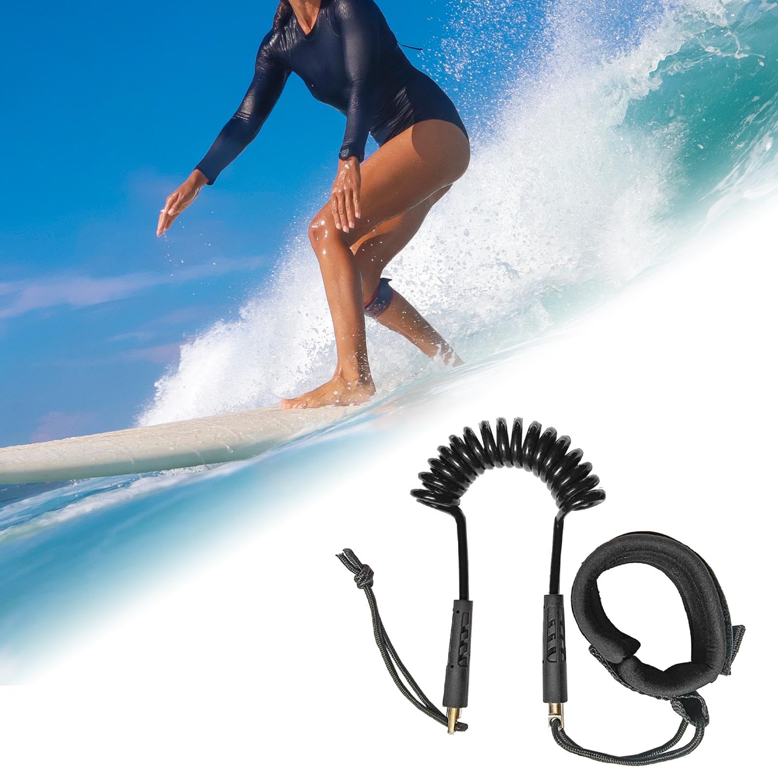 2 Piezas Leash de Surf para Tabla con Cuerda Telescópica Correa de Muñeca Accesorio de para TPU Alta Elasticidad Adecuado Pa