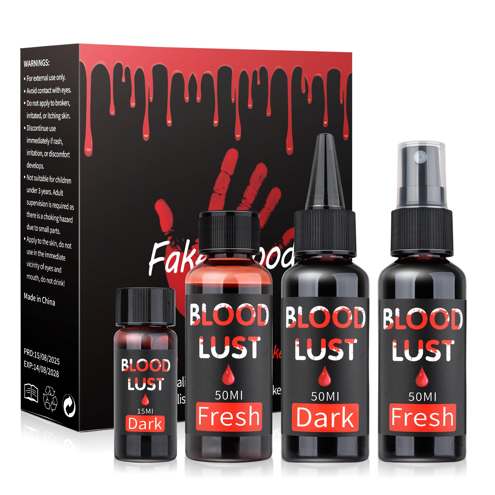 4PCS Halloween Fake Blood Makeup Kit,Realistic Fake Blood for Face