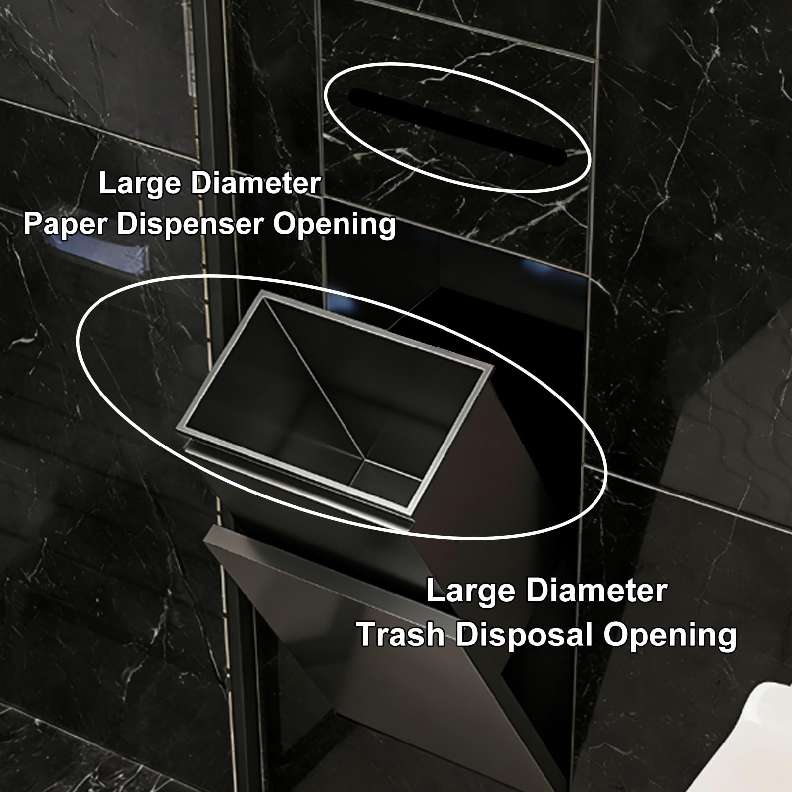 Dispensador de Papel de Manos Empotrable de Acero Inoxidable 304, Dispensador de Toallas de Papel con Depósito de 8 litros para Baños, 300 X 660 X 140 Mm(Black)