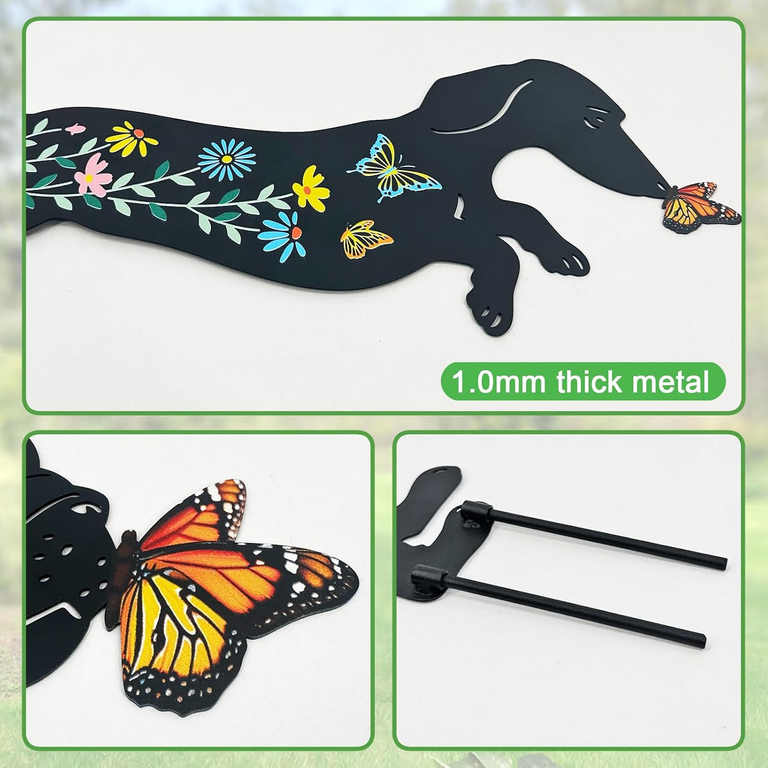Dachshund Gifts for Women,2 Pack Dog Outdoor Decor Garden Stakes,Decorative Yard Art for Outside,Lawn,Pathway,Metal Garden Statues