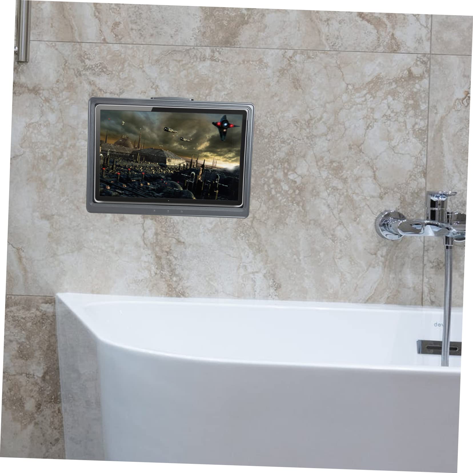 Artibetter Supporto da Muro per Telefono e Tablet in ABS e PET, Installazione senza Fori per Doccia e Bagno, Rotazione Facile e Resistente all'Acqua