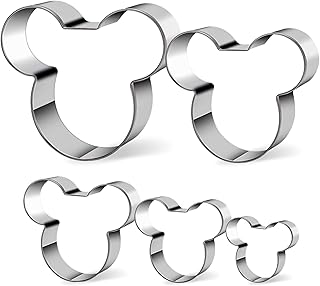 Pack of 5 Mouse Cookie Cutters – Stainless Steel Mouse Shaped Cutters in Different Sizes for Kids Boys Girls Fruit Cutters...
