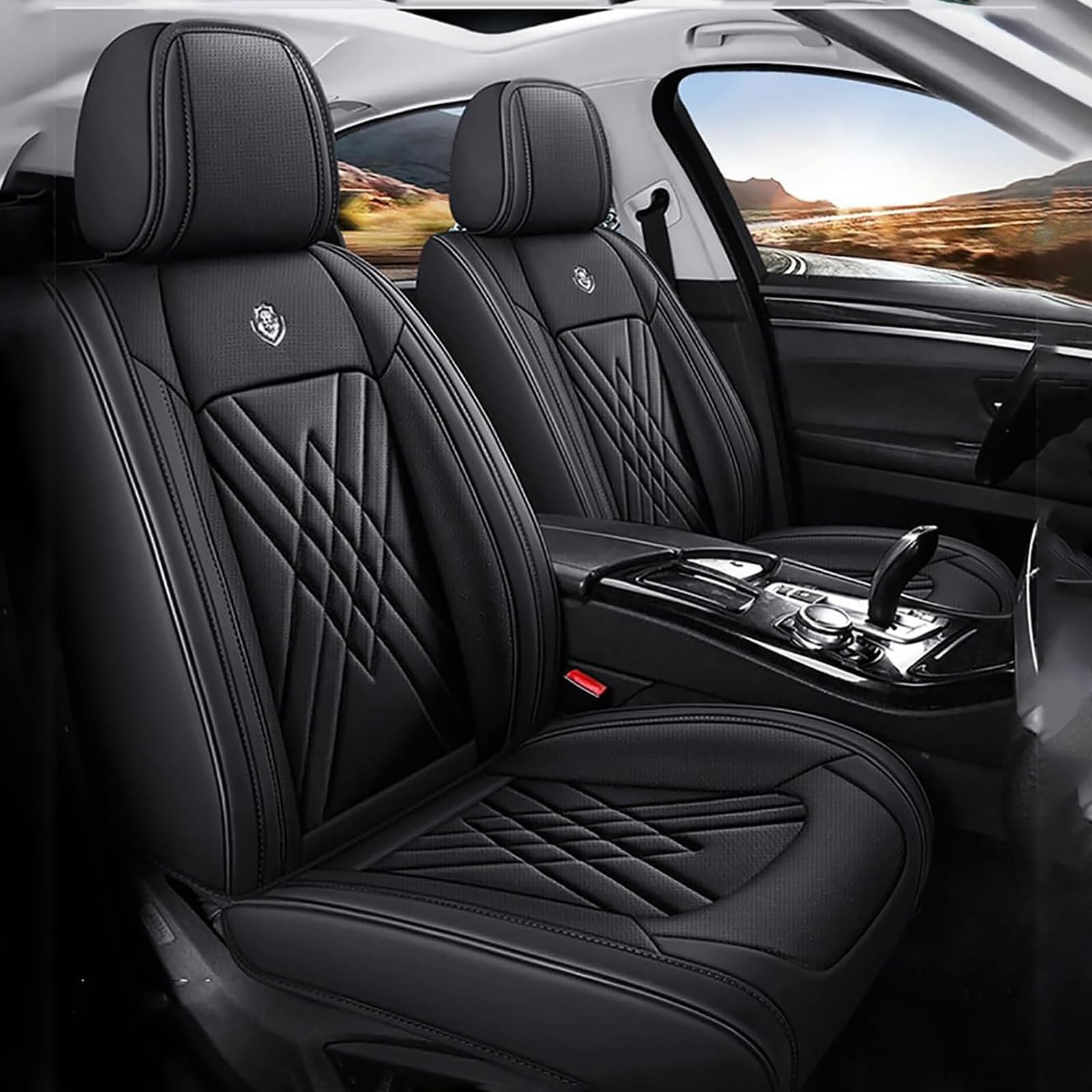 LUUXWPFZ Car Seat Covers Full Set, for MG ZS Hybrid+ Luxury (2024) Premium Waterproof Luxury Leather Breathable Durable Interior Protectors Cushion Set,B