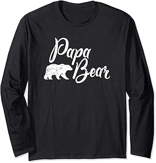 Papa Bear - Camiseta de manga larga para el día del padre, Negro, S