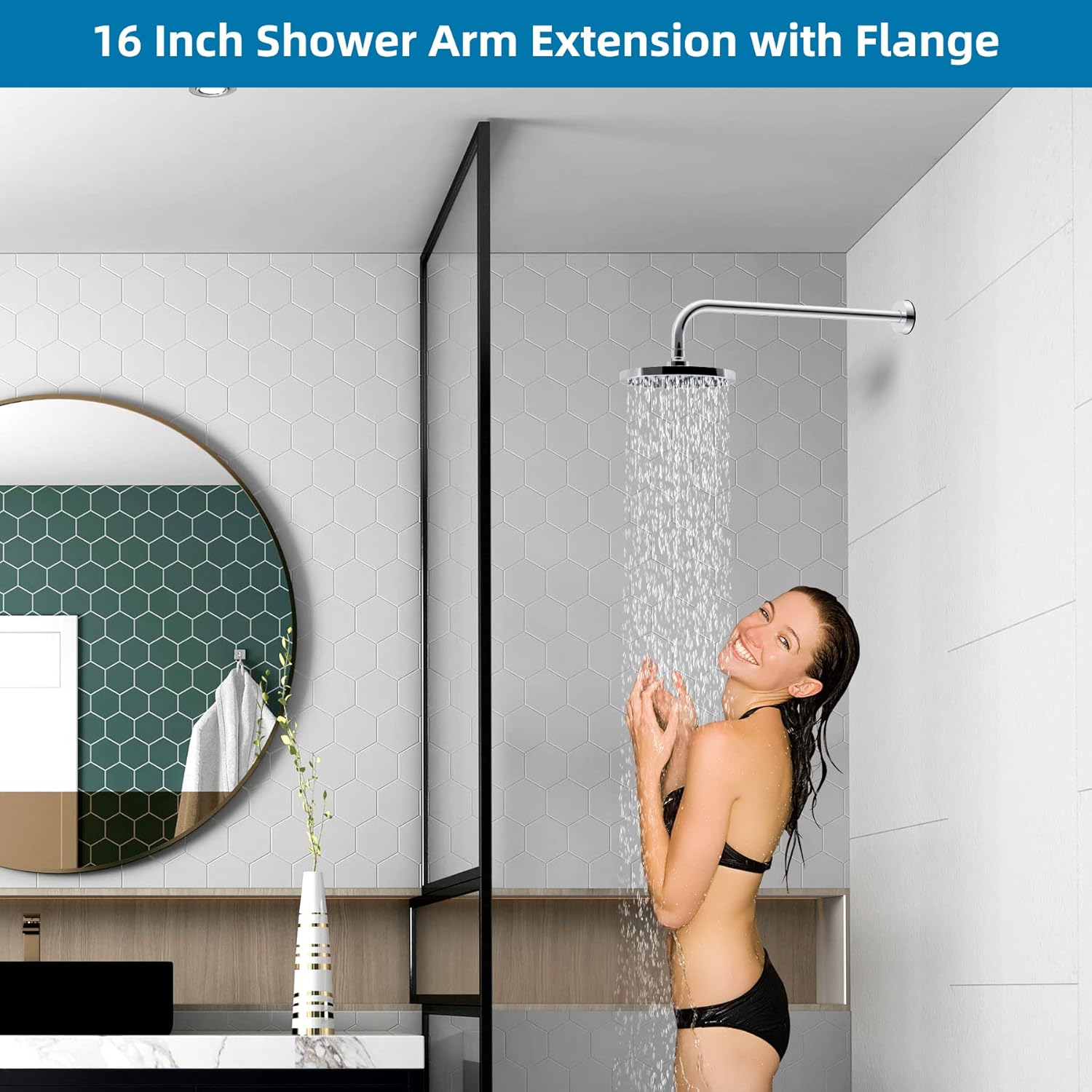 Buy Hibbent 16 Inch All Metal Shower Extension Arm, Extra Long Shower