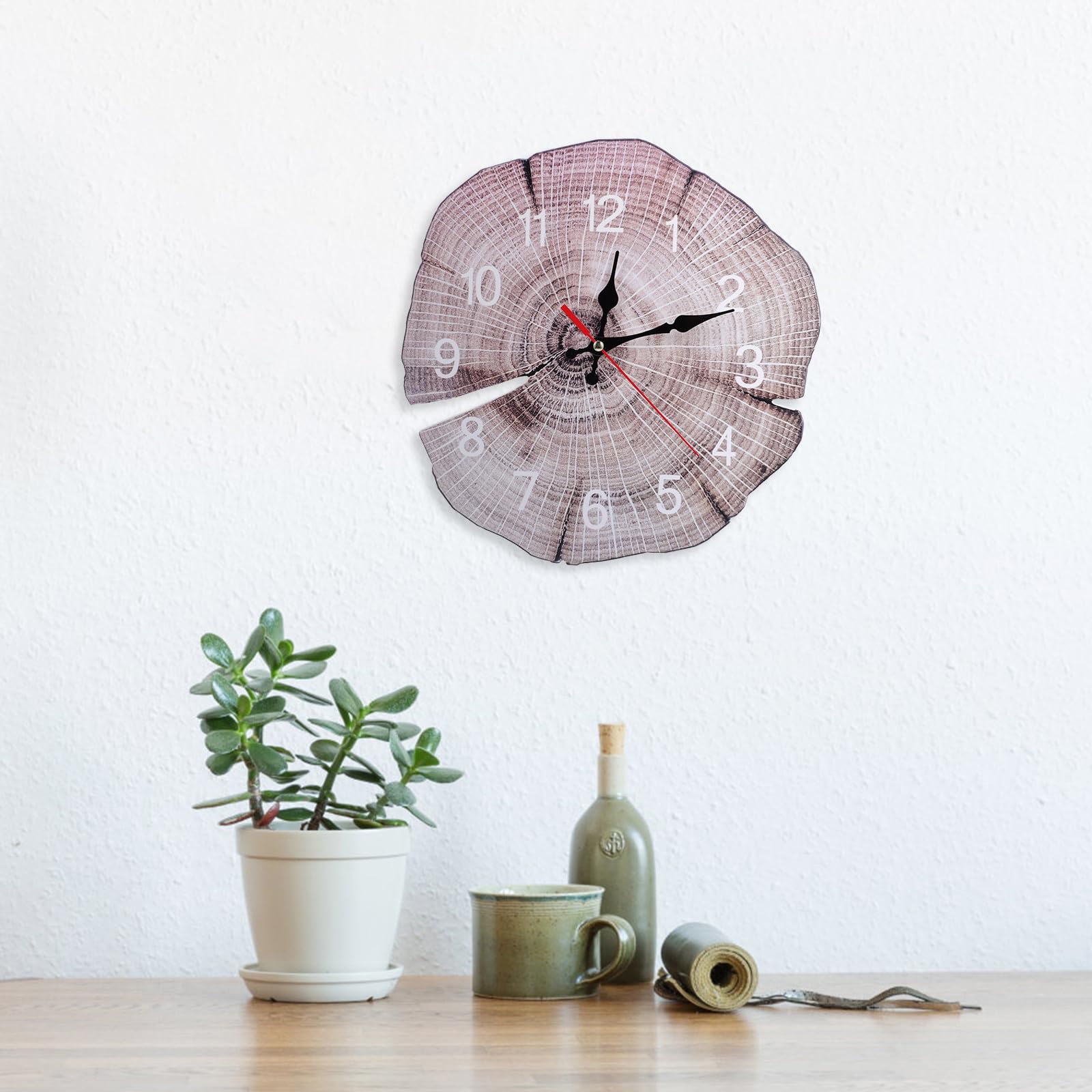 Healeved Stilvolle Wanduhr mit Jahresring Leise und Dekorativ für Wohnzimmer oder Schlafzimmerdeko Kreative Schlichte Hängeuhr im Landhausstil