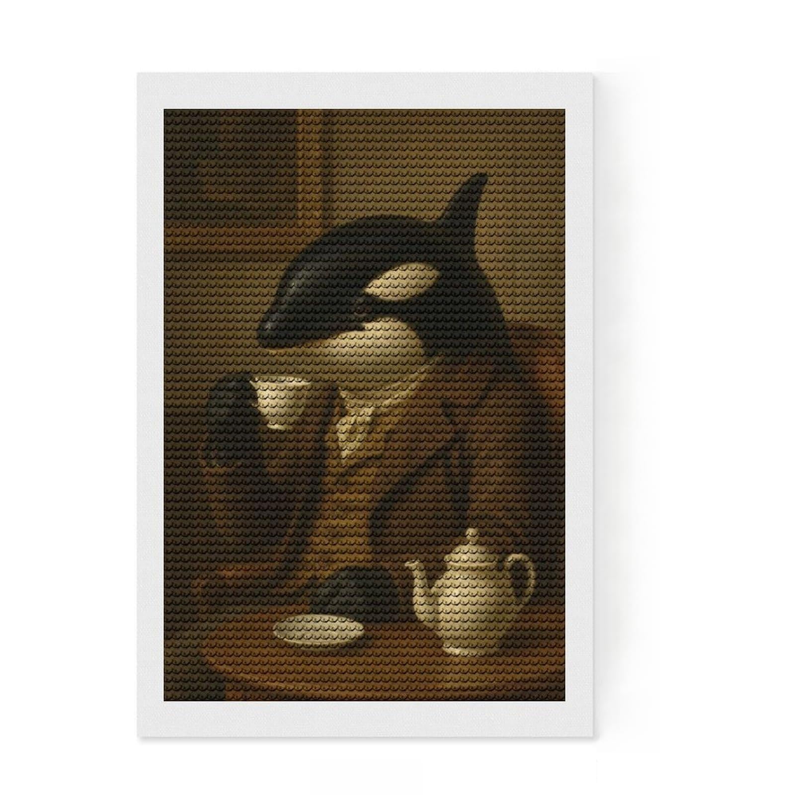 Junmoney Orca Gentleman Drinking Tea Diamond Painting Set 8"x12", Stress Relief Craft, Satisfying Creative Project, Modern Decor, Holiday Gift Idea