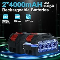 Vista 6 de Cordless Pressure Washer Battery Powered,1450PSI Cordless Power Washer with 2pcs 4.0Ah Battery&Charger & 6-in-1 Nozzle Portable for Patio Floor