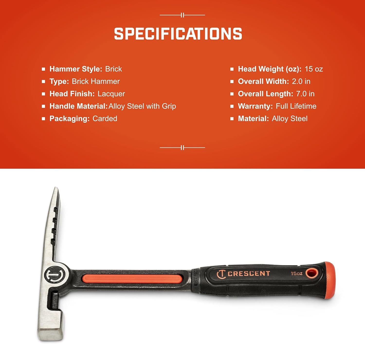 Crescent - Crescent 15 Oz. Steel Brick Hammer (CHSBK15)