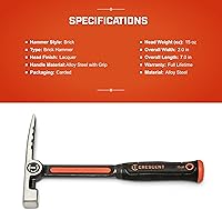 Vista 2 de Crescent - Martillo de ladrillo de acero Crescent de 15 onzas (CHSBK15)