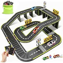 Magnetic Tiles Road Set, 45Pcs Large Double Sided Magnetic Blocks with Pullback Cars & Traffic Signs, STEM Toys for Kids Ages 4-8, Creative Gifts for 3+ Years Old Boys Girls