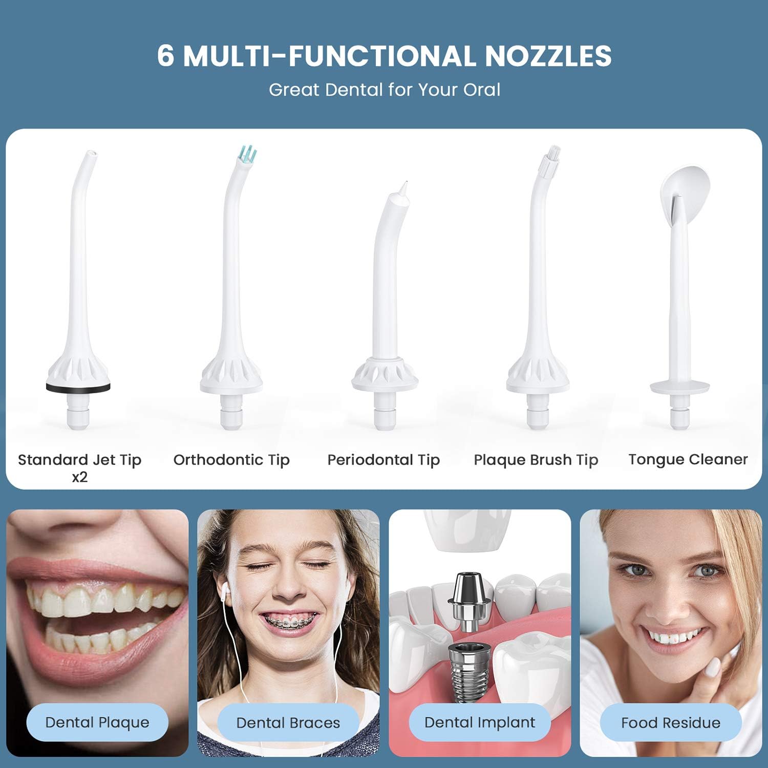 Cordless Water Flosser for Teeth with DIY Water Pressure, Vermon LED Teeth Cleaner Portable Rechargeable Dental Oral Irrigator 6 Modes and 6 Jet Tips with 300ml Water Tank for Travel & Home : Beauty & Personal Care
