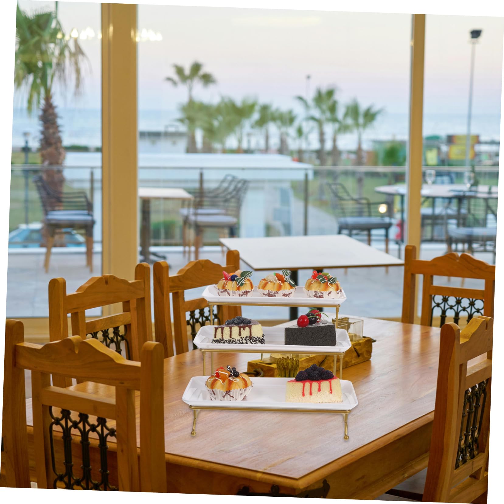Vassoi per Alimenti, Set di da Portata in Stile Europeo, alzate Bianche Buffet, Matrimoni, espositori tavoli Dessert, Dolci e Frutta, Feste Hotel