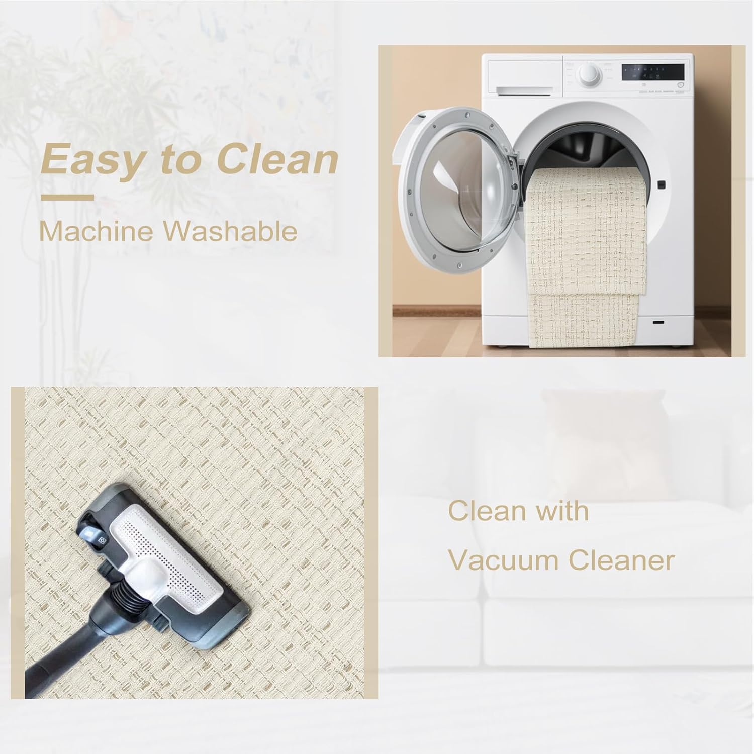 Boho Runner Rugs for Hallway，2' x 8' Washable Runner Indoor Entry Rug, Washable Reversible Natural Boho Rug Carpet Runners for Hallways Kitchen Bedside