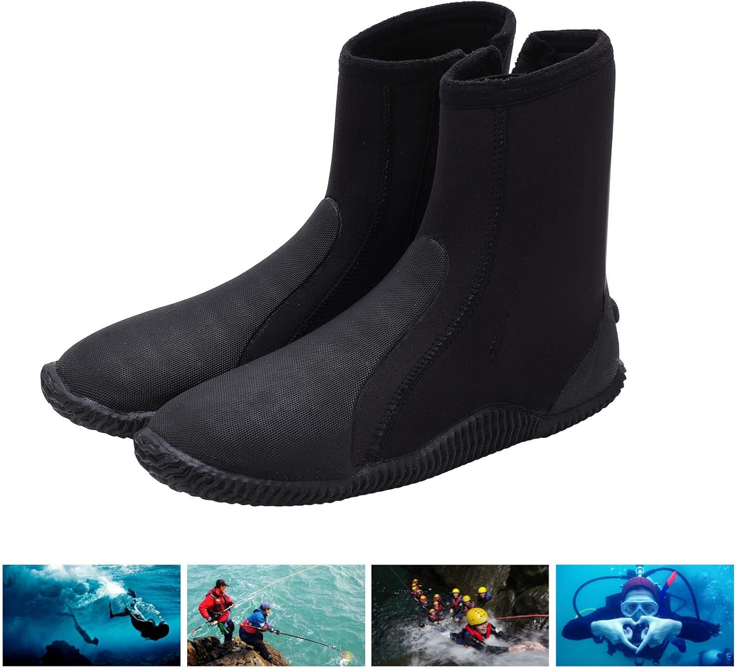 1 Pair Diving Boots, 7mm Neoprene Anti Slip Sole Dive Boots, Rescue Flood Shoes for Cycling River Tracing Swimming Snorkeling