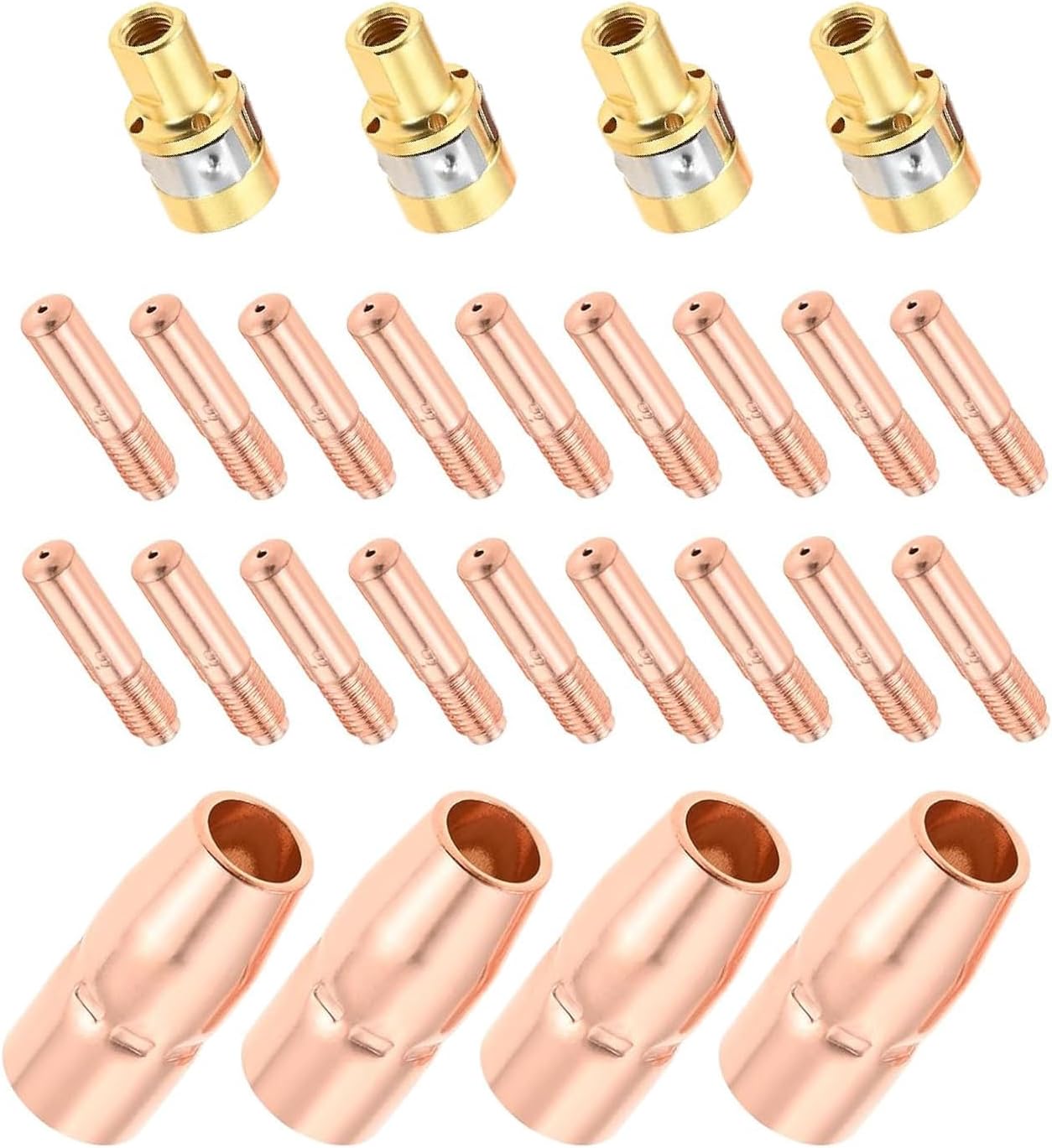 Mtsooning 28PCS Mig Welding Gun Accessory Kit.035" Tip Nozzle Diffusers for Miller M-series M-100/150 and Hobart H-9/10,169715 Gas Nozzle/169716 Gas Diffuser/0.035’’ 00068 Contact Tips Kit