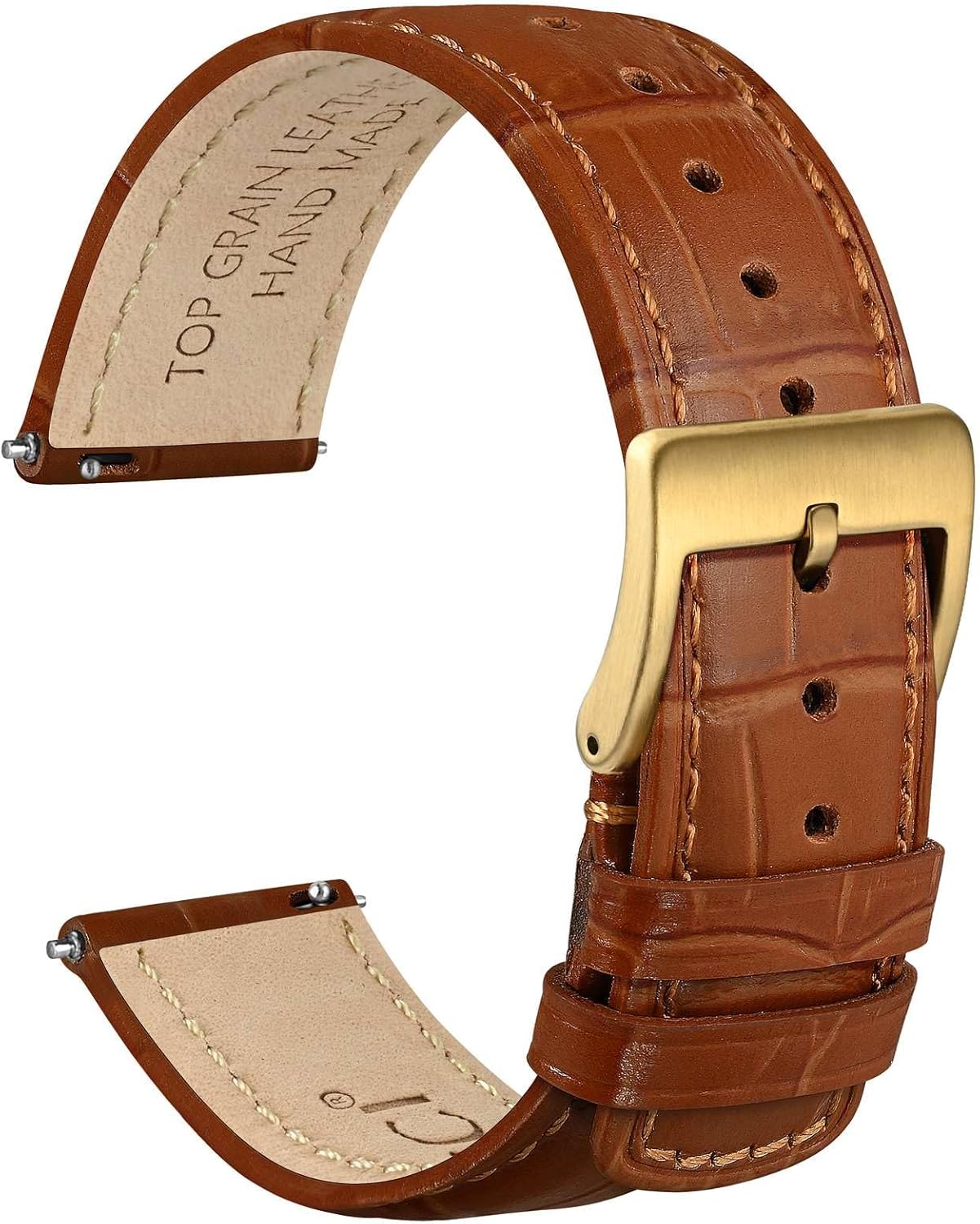 WOCCI Watch Bands, Top Grain Leather, Embossed Alligator Grain, Quick Release, Band Width 18mm 20mm 22mm