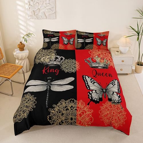Erosebridal Butterfly Duvet Cover Sets Golden Bohemian Floral Bedding Set Retro 