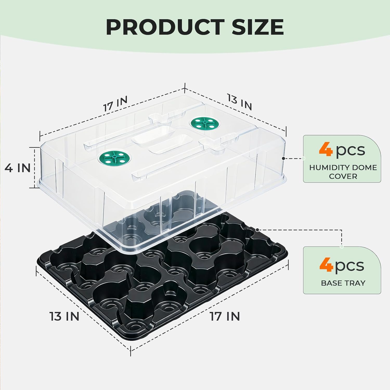 homenote 3 Inch Seed Starting Trays with Humidity Domes for Plants, 4 Pack 20-Cell Seedling Starter Trays, Plant Starter Germination Trays for Pots Seedlings for Indoor Outdoor, Fits 3" Nursery Pots