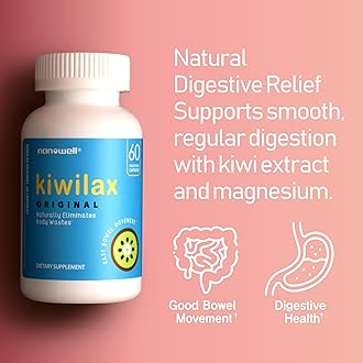 NANOWELL Kiwilax Original 60 Capsules - Supports Healthy Bowel Movements, Digestive Health, and Natural Elimination - Gentle and Safe with Magnesium & Kiwi Proprietary Blend, 60 Day Supply