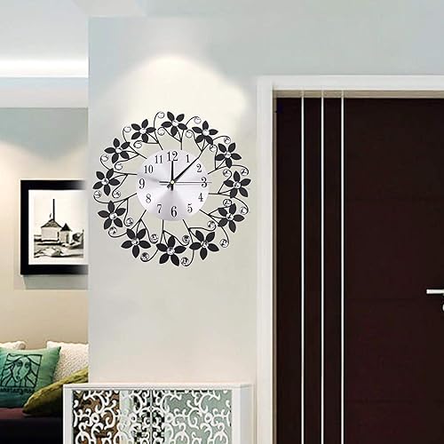 Miniatura 3 de Reloj de pared decorativo de metal moderno para sala de estar, hogar, oficina, decoración de pared, reloj de pared de metal silencioso, decoración