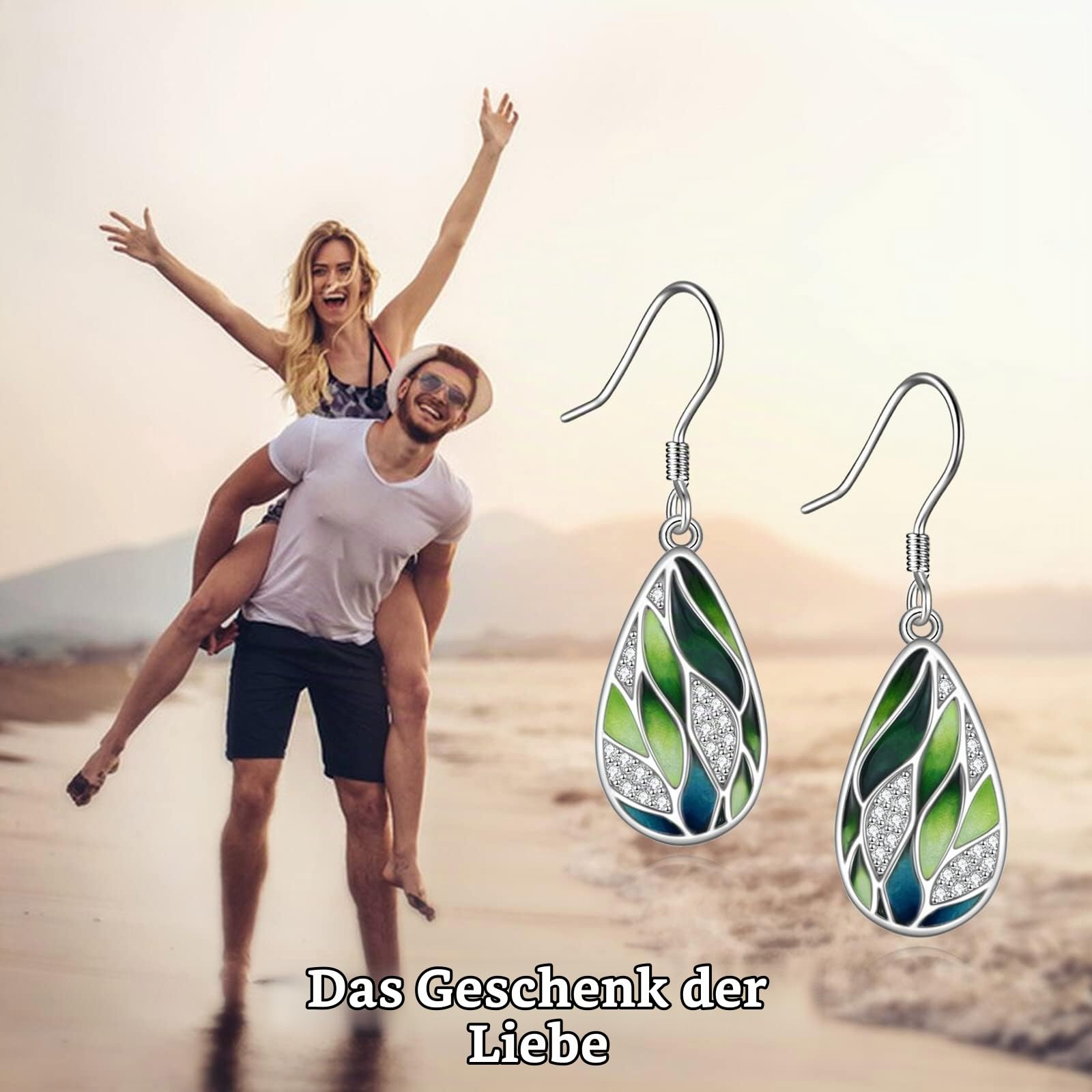 POPLYKE 925 Sterling Silber Träne Ohrringe Dangle Berg Filigrane Sonnenblume Biene Libelle Leben Baum Ohrringe für Frauen Mädchen Abalone Shell Türkis Schmuck Geburtstag Mütter Tag Geschenke für Mama