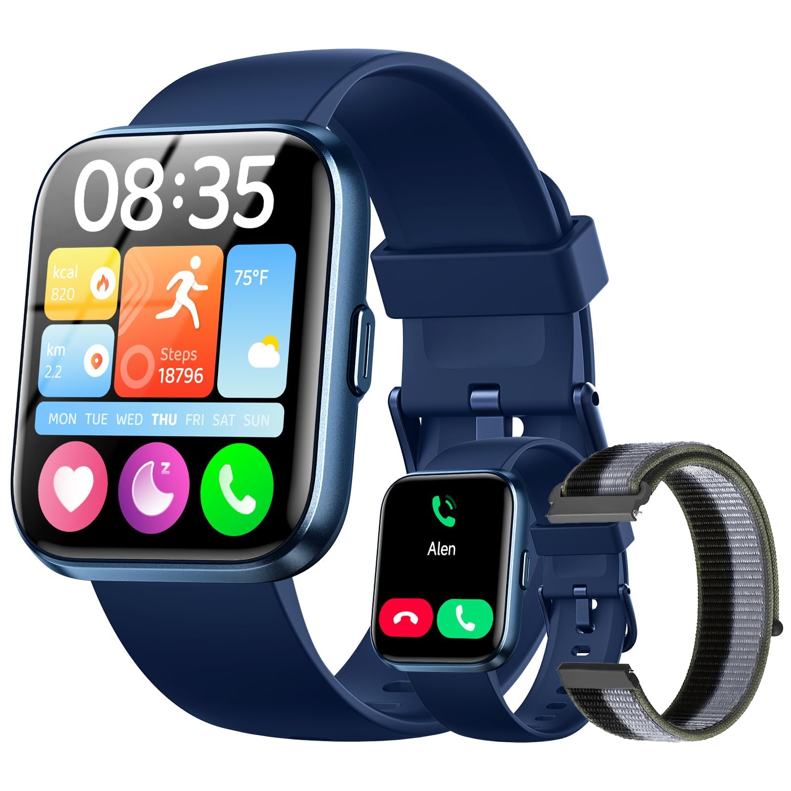 Smart Watches for Women Men, 1.85" Smart Watch for Android Phones/iPhones | Fitness Watches for Men Women with Heart Rate Monitor, Sleep/Health Tracker, Android Smart Watch with SMS/Calls/Reminders