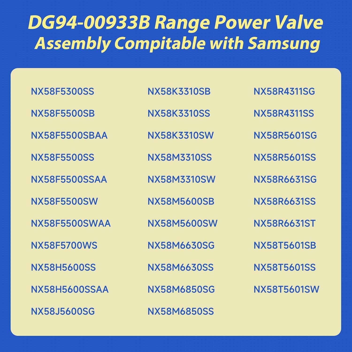 Upgraded DG94-00933B DG94-00933A Range Surface Burner Valve Rear Compatible with Samsung NX583G0VBSR NX58F5700WS NX58R5601SS NX58T5601SS, 12000 BTU Range/Stove/Oven Surface Burner Valve