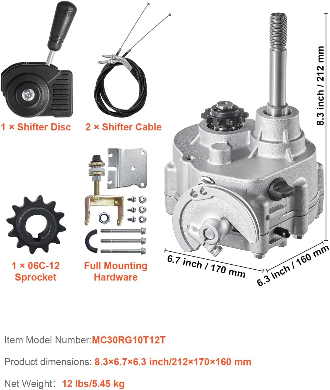 VEVOR Go Kart Forward Reverse 212cc Gear Box, 30 Series Torque Converter, 10T #40/41 12T #35 Go Karts Accessories TAV2 30 40 41 for 2HP-13HP Engine, Transmission Local Honor, 3 Shift Modes