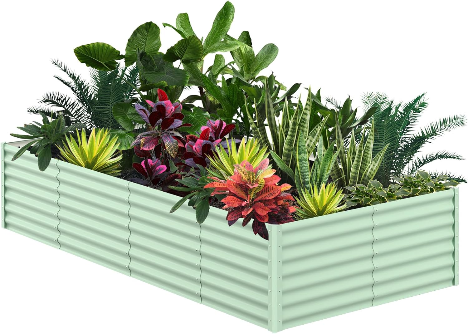 TROPOW Galvanized Raised Garden Bed - Outdoor Rectangular Metal Planter for Vegetables, Flowers & Herbs(8x4x2 FT)