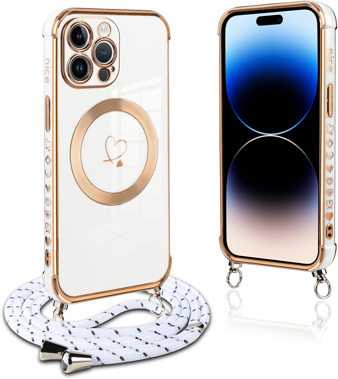 Emlivi Handykette Hülle Für IPhone 15 Pro Necklace Handyhülle Nylon