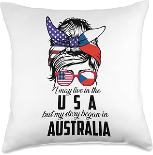 Funny Czech roots Outfits I May Live in The USA but My Story Began in Australia Czech Throw Pillow, 18x18, Multicolor