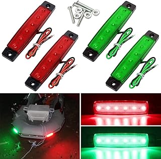 Navigation Lights, LED Boat Light for Bow Light, Marine Led Lights Strip for Kayak Pontoon Boat Dinghy Yacht Vessel Catamaran, with Screw Set & Foam Tape Bases, 2PCS Red and 2PCS Green