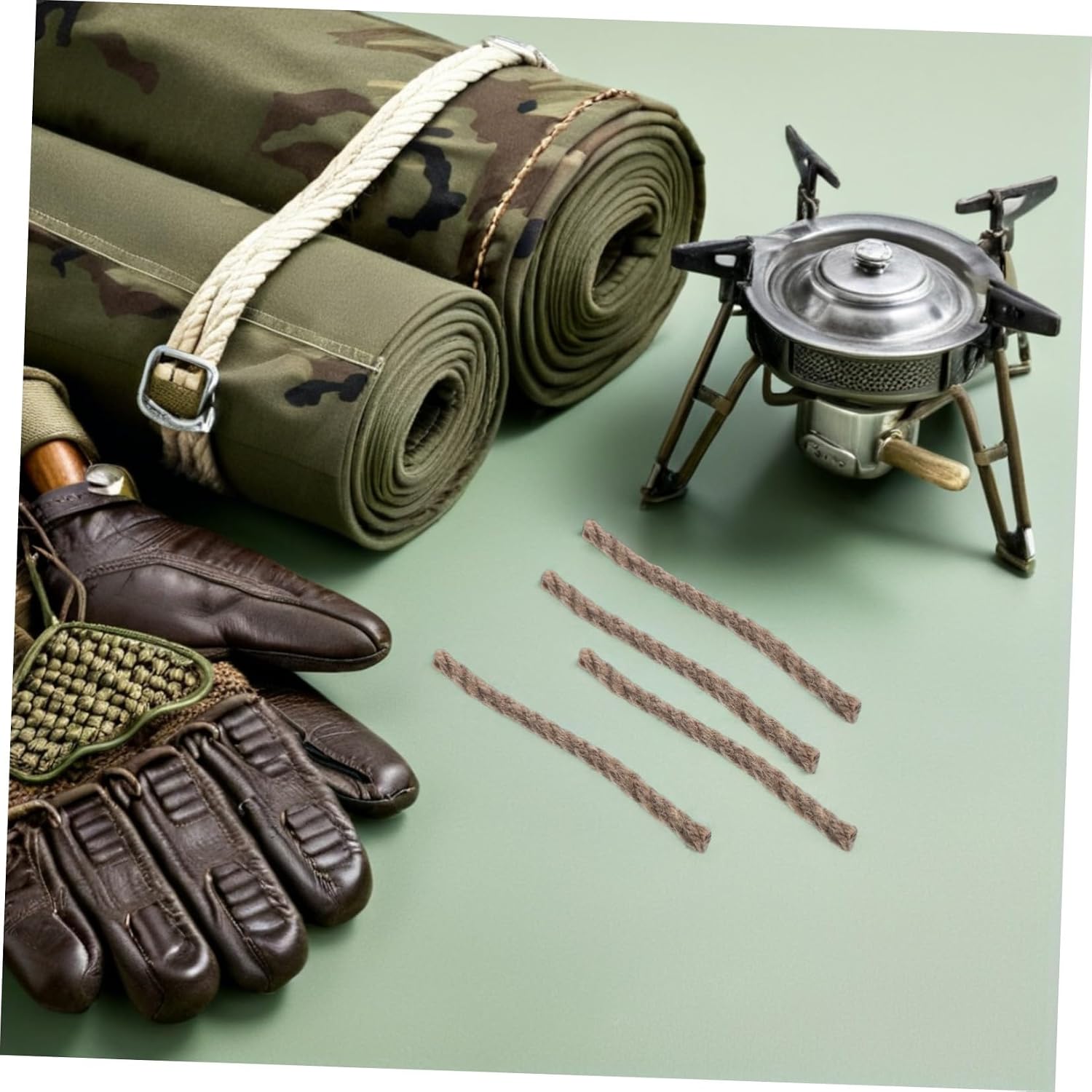 Cabilock 50pcs Beeswax Fire Starter Rope for Camping and Backpacking, Natural Hemp Cord with Fast Ignition and Consistent Flame, Sturdy Outdoor Fire Starter Tool for Survival and Fireplace